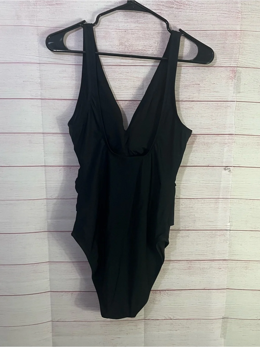 J.Crew NEW Black V-Neck Wrap Front Twist Side One Piece Swimsuit Medium